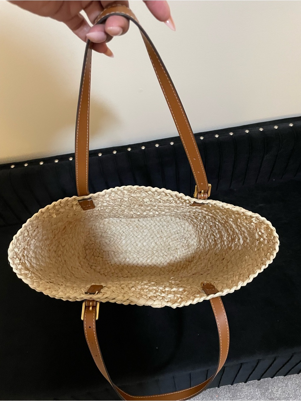 Tory Burch Natural Straw Tote with Tan Leather Handles - Picture 6 of 8